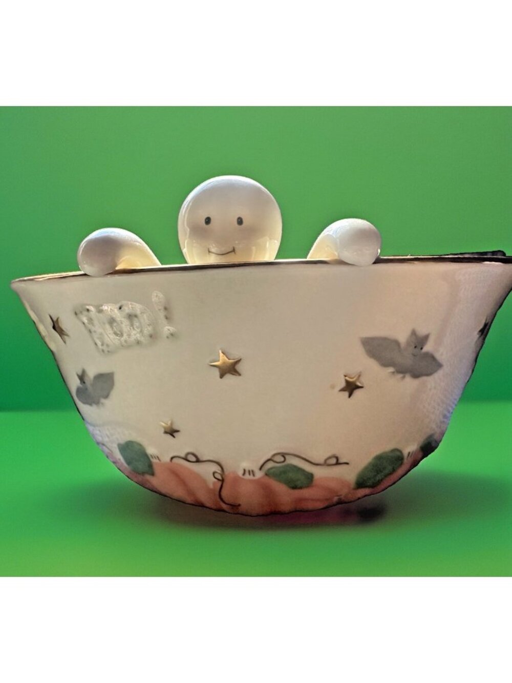 Lenox Halloween China Ghostly Surprise Candy Chips Bowl 9"x4"Party Kids Seasonal